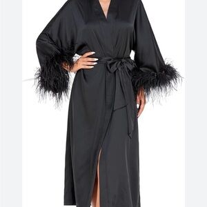 Auden Elegant Black Feathered Robe